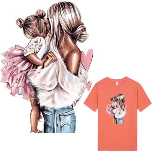 Beautiful Mom And Girl Diy Accessories Patch Hot Tear Thermal Transfer New Design T-Shirt Dresses Diy Thermal Stickers