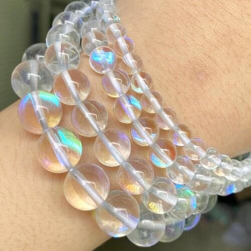 White Clear Round Glitter Austrian Crystal Beads Flash Moonstone Loose Beads For Jewelry Making Diy Bracelet charm 6 8 10 12mm