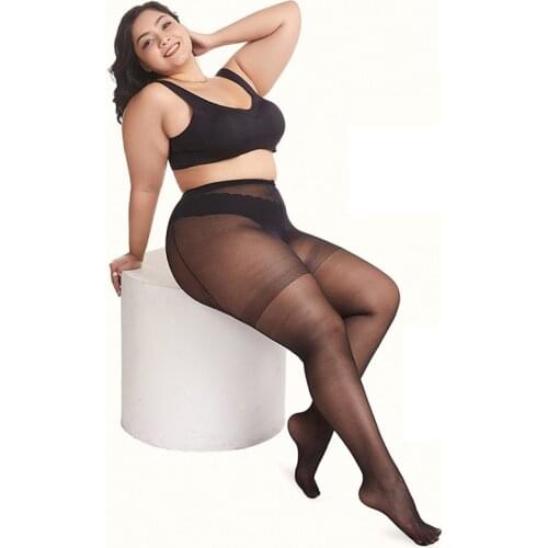 XXXL Oversized Extra large size breathe freely Summer thin sexy ladies women pantyhose silk stockings Nylon super Elastic Black