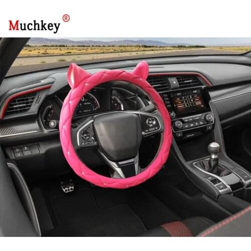 MUCHKEY Brand For Honda Civic 2020 Car Steering Wheel Cover New Diamond Leather Anti-Slip Auto Accessories Interior