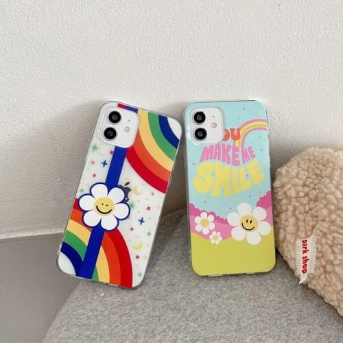 ZUIDID Smile Flower Pattern Phone Case For iPhone 12 11 Pro Max 7 8 Plus X XS XR SE 20 Fashion Rainbow Soft Silicone Cover Shell
