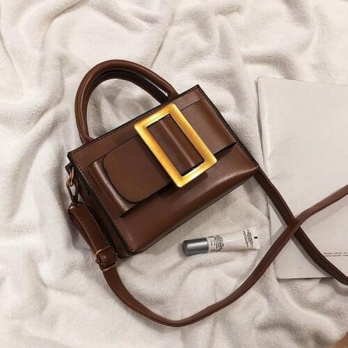 Designer Small Crossbody Bags With Belt Buckle Decoration Vintage Leather Handbags and Purses Female Shoulder Messenger Hand Bag