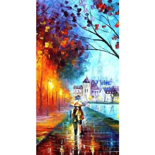 Good Quality 100% Hand Painted Abstract Oil Paintings Walking With You In The Rain No Framed Art Work Home Decoration