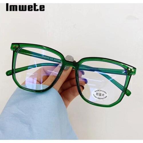 Imwete TR90 Vintage Womens Glasses Frame Men Blu-Ray Computer Eyewear Square Decorative Spectacles Retro Optical Eyeglasses