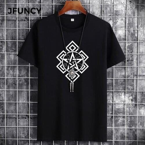 JFUNCY 2021 Summer Man T-Shirt Cotton T-Shirts Plus Size Clothes Letter Printing Short Sleeve Loose Breathable Men Tshirt Tops