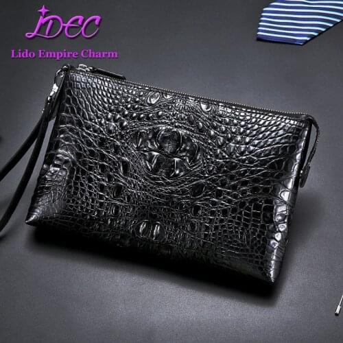 Classic Luxury mens business clutch bag real Crocodile leather briefcase envelope bag