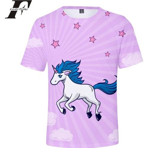 LUCKYFRIDAYF 2018 harajuku Unicorn 3D T-Shirt Short Sleeve Anime Style Regular hit hop T-shirt Man/Women Casual tshirt Clothes
