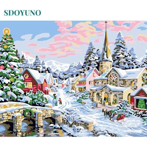 SDOYUNO 60x75cm Painting By Numbers DIY Fantasy Scenery Pictures By Numbers On Canvas Frame Digital Hand Painting Christmas Gift