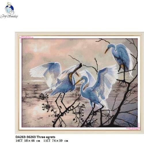 Three Egrets Patterns Cross stitch kits DMC Needlework Beginner Embroidery DIY Handwork Cross-Stitch Crafts Fabric 14CT and 11CT
