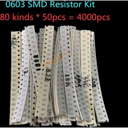 0603 SMD resistor pack 80 kinds * 50pcs = 4000pcs KIT5% precision resistors