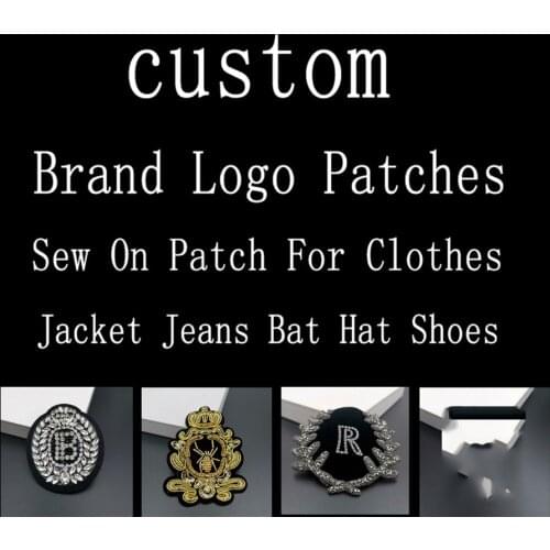 Custom Brand Logo Sewing On Patch Beaded Letter Applique Patches for Clothing Embroidery Brand 3D DIY Rhinestone Luxury Handmade