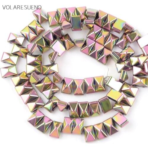 Natural Yellow Hematite Stone Rivet Double Hole Beads Spacer Loose Beads For Jewelry Making 6*3/6*8*4mm Diy Bracelets Strand 15"