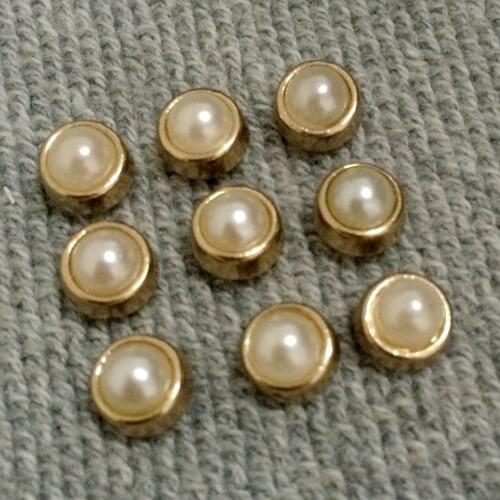 New 50PCS 7MM Round Gold Acrylic Pearl Rivets Leather Craft Punk Studs Fit DIY Making Belts Shoes Bag Bracelets Shipping Free