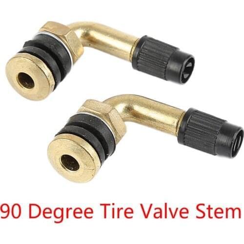 New 90 Degree Short 2pcs Angle Brass Air Tyre Valve Valve Caps Stem With Extension Adapter For Truck Motorcycle Car Accessories