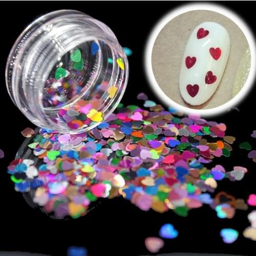 Sexy DIY Colorful Heart Ultrathin Sequins Nail Polish Red Long-Lasting Nail Polish Girl Cute Fashion Nail Art Decoration Tool