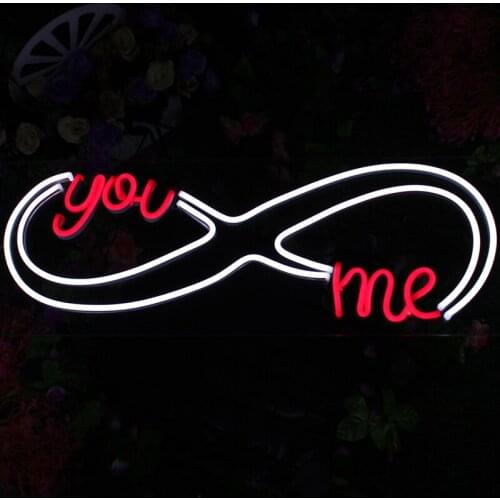 Custom Name Neon Light Sign Led You&Me Letter Transparent Acrylic Visual Art Bar Home Room Decor Ins Party Wedding Neon Top