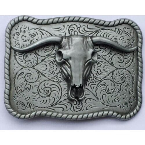 Western Cowboy With Bull Belt Buckle