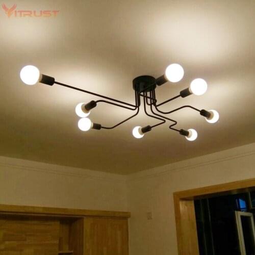 Retro Ceiling Lights Multiple Rod Wrought Iron Lighting Ceiling light Fixtures Vintage Industrial Living Room Lamparas De Techo