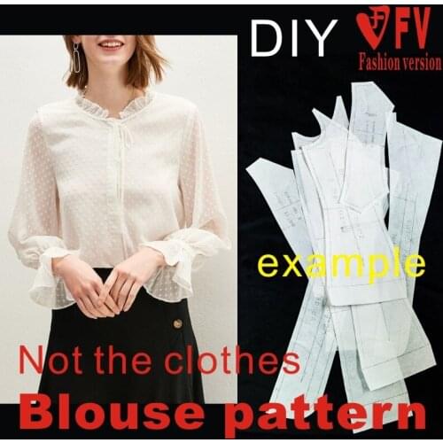 Long-sleeved shirt pattern womens lotus leaf sleeve top cutting drawings 1:1 clothing pattern BCY-112