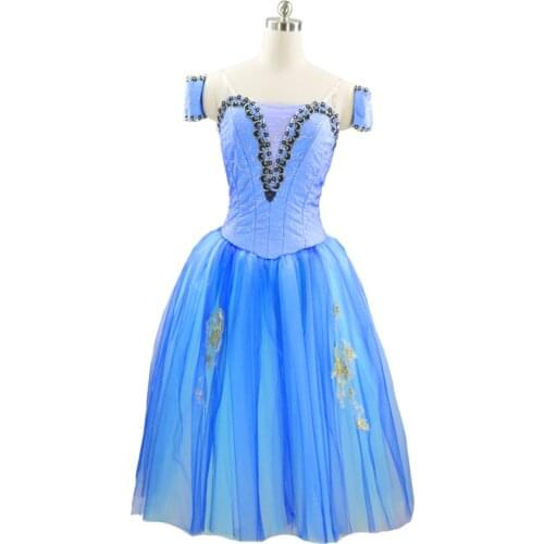 Blue Professional Ballet Tutu Ballet Long tutu Blue lyrical Custom Made Ballet Long Dress Ballet Romantic Tutu For Women