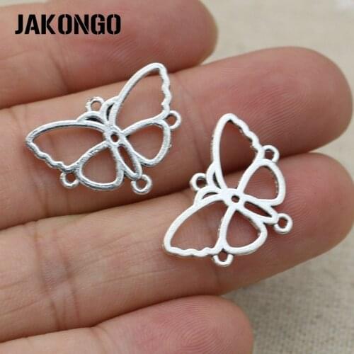20PCS Antique Silver Plated Butterfly Connectors for Jewelry Making Bracelet Findings Accessories DIY Handmade Craft 17x23mm