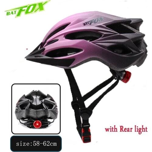 New MTB Helmet Bicycle Red LED Light and Sun Visor men women bike helme integrally-molded helmets casco batfox cycling helmet