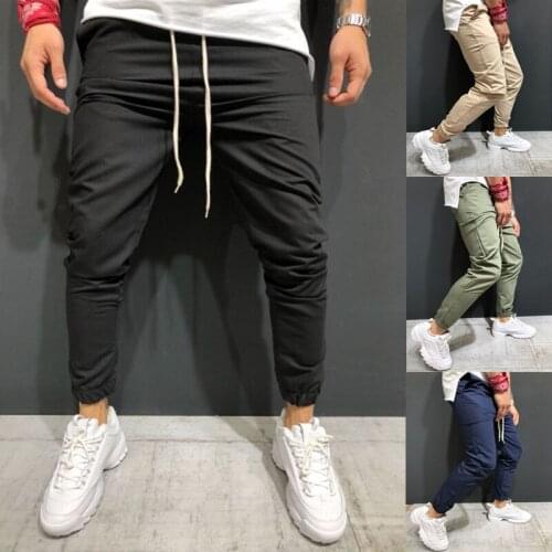 Outdoor 2019 Spring Autumn Sport joggers GYM running Drawstring Cotton harem men trousers casual sports jogging pants fashion