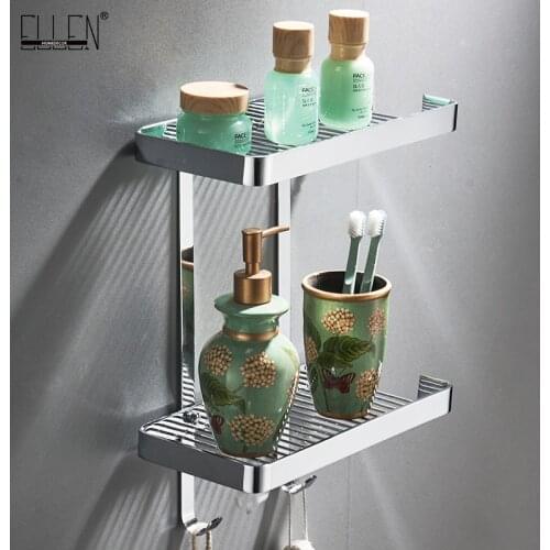 High Quality Bathroom Corner Shelves 2 Layer Solid Copper Wall Bathroom Shelf Shampoo Storage Accessories Shelves ELF43