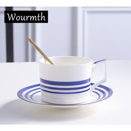 Wourmth European Luxury Coffee Cup Saucer Simple Afternoon Tea Cup Advanced Porcelain Lovers Breakfast Cup Kitchen accessories
