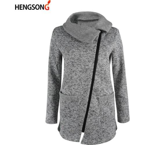HENGSONG Plus Size 5XL Women Autumn Winter Clothes Warm Fleece Jacket Slant Zipper Collared Coat Lady Clothing Female Jacket