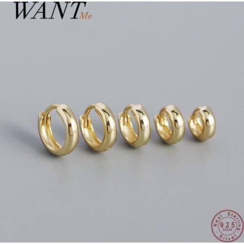 WANTME 925 Sterling Silver Minimalism Punk Rock Wide Hoop Earrings for Women Men Fashion Gothic Bohe Huggie Ear Buckle Jewelry