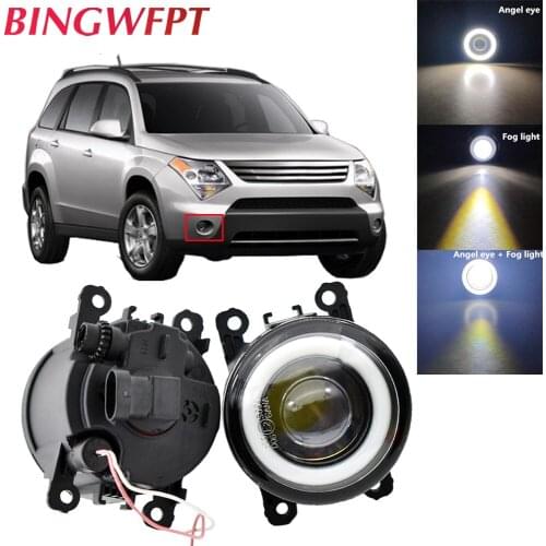 1pair 2in1 LED Fog Light + Angel Eye 12V For Suzuki XL7 XL-7 Swift SX4 Alto Splash Jimny Ignis Grand Vitara