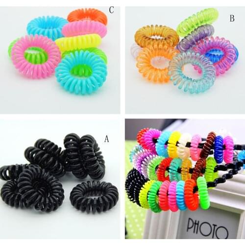 10Pcs Elastic Clear Telephone Wire Hair Bands Plastic Spring Gum For Hair Ties No Crease Coil Hair Tie Ponytail Hair Accessories