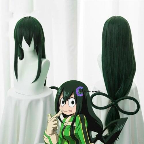 2020 Coshome Boku No Hero Academia Asui Tsuyu Wig My Hero Academia Cosplay Costume Wigs 80cm Green Long Hair Free Wigcap