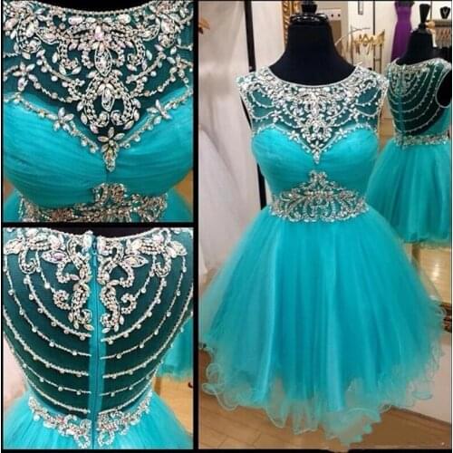 2021 Sexy Short Homecoming Dresses Real Pictures Tulle Crystal Prom Mini Party Graduation Cocktail Gown BM763