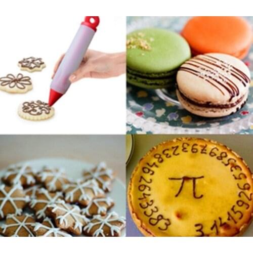 4Nozzle Cake Decorating Flower Pen Chocolate Cream Jam Squeezed Gun Syringe Pastry Cookie Painting Writing Baking Tool Silicone