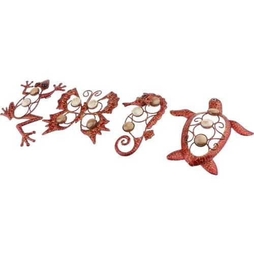 4 Pieces GARDEN 3D METAL GECKO ANIMALS WALL ART ORNAMENT FIGURIE OUTDOOR INDOOR DECOR