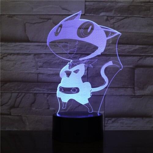 7 Colors 3D Visual Usb Cartoon Cat Modelling Led Fairy Lampara Desk Lamp For Office Decor Kids Holiday Gift Night Light 2446