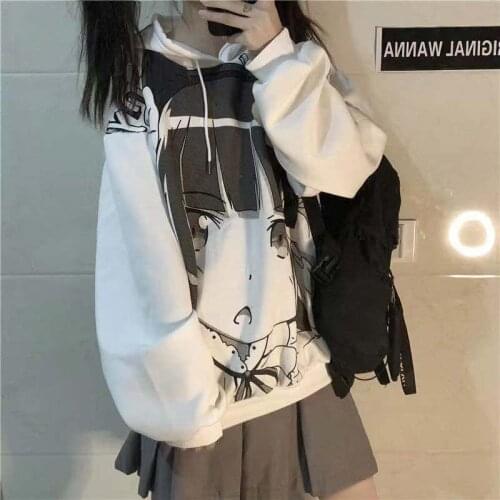 Anime Hoodies Women Autumn Kawaii Fashion Sweatshirt Korean Print Long Sleeve sweatshirt women Vintage Cute Oversized Tops