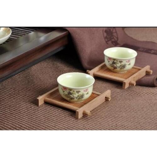 Bamboo Tea Cup Mat Square Coaster set Handmade Place mat For Kungfu Tea Set Kitchen Accessories Drink Tea Tools