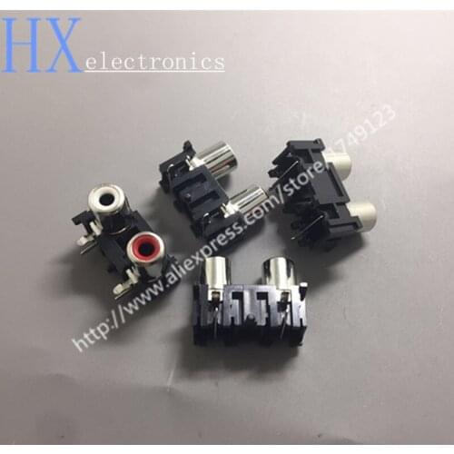 Free shipping 10PCS RCA jack AV Cinch audio 2 hole socket AV2-5 red and two seat
