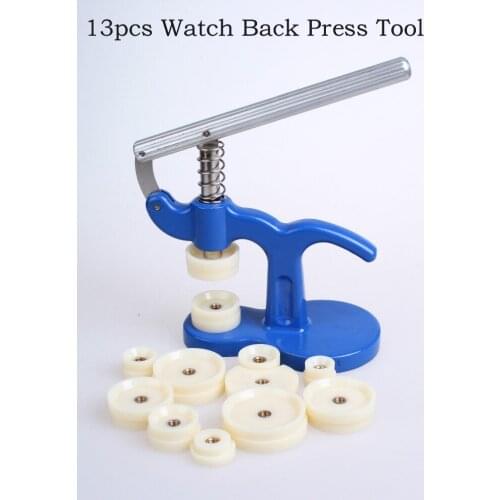 Free Shipping Blue Press Back Case Closer Presser Crystal Glass Fitting 25-40mm Watchmaker Repair Tool With 13 Pcs lowest price