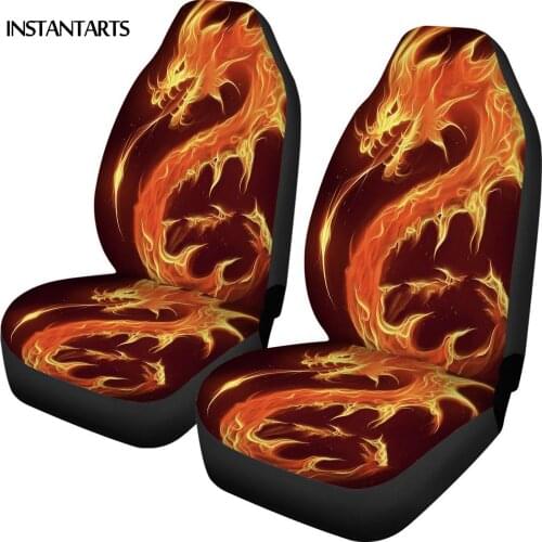 INSTANTARTS Asian Dragon Pattern Easy to Install Vehicle Seat Covers Anti-Slip Car Accessories Automobile Seats Protector Soft