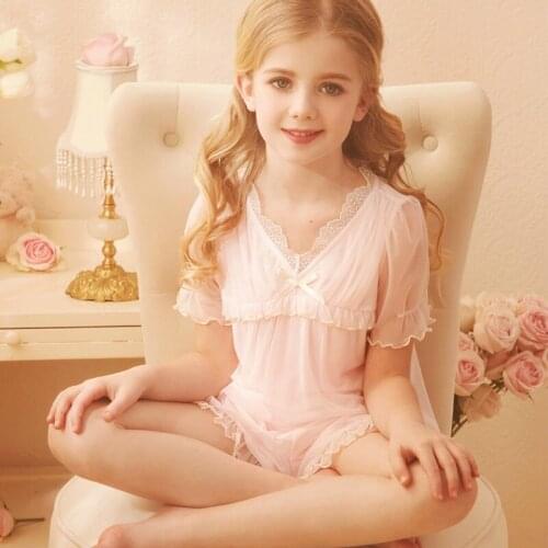 Kids Pajamas Sets With Shorts Girls Soft Cotton Sleepwear Children Leisure Nightwear Summer Breathable Home Wear Clothes