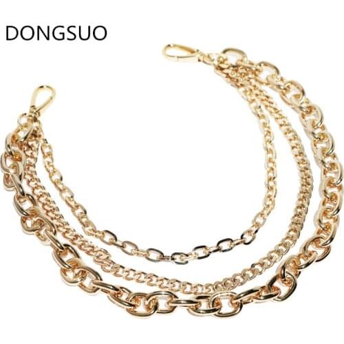 Designer double chain strap silver gold metal chain ornament for handbag bag purse replacement Accessories Decoration Hardware