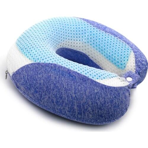 Gel Travel Pillow 100% Pure Memory Foam Gel Neck Pillow, Comfortable & Breathable Cover, Machine Washable, Airplane Travel Kit