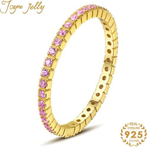 JoyceJelly Women Fashion Simple Sapphire Ring Starwberry Stonen 925 Sterling Silver Jewelry Female Fashionable Gifts Wholesale