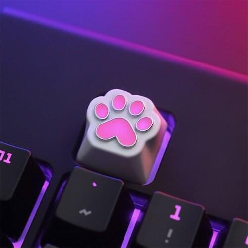 KeyStone Keycap 1 pcs Cat paw Personality modeling aluminum alloy metal mechanical Keyboards keycaps R4 height for Cherry MX