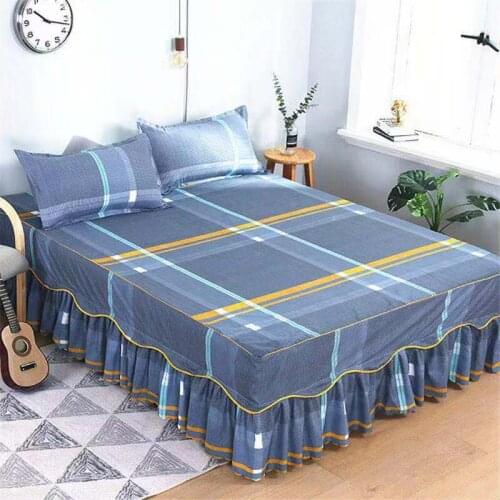 3 Pcs Bed Skirt Set Cotton Bed Sheet Printed Bedding Twin Queen King Size BedSpread Bed Cover Set Mattress Cover Set 2020