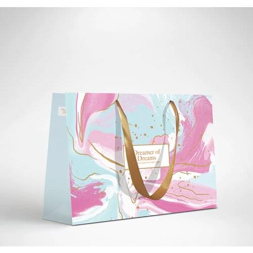 Creative Shopping Bags Clothing Bags Literary Fresh Gift Bags Handbag Paper Bags Festival Paper Bag With Handle 10PCS